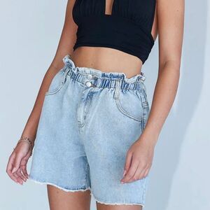 Polly paper bag denim shorts